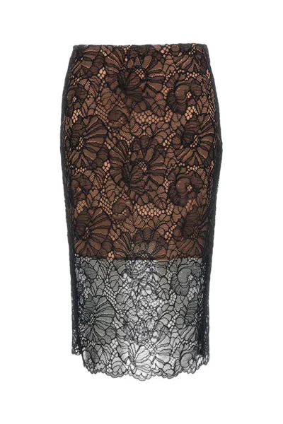 Rotate Birger Christensen Lace Midi Pencil Skirt In Black