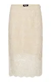 Rotate Birger Christensen Lace Midi Pencil Skirt In Neutral