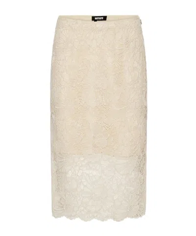 Rotate Birger Christensen Lace Midi Skirt In Neutral