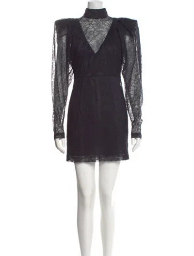 Pre-owned Rotate Birger Christensen Lace Mini Dress In Black