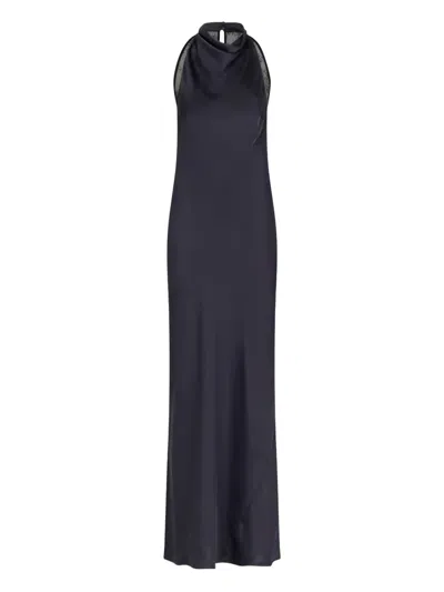 Rotate Birger Christensen Lace-panel Maxi Dress In Blue