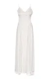 Rotate Birger Christensen Lace-paneled Satin Maxi Dress In White