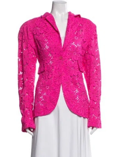 Pre-owned Rotate Birger Christensen Lace Pattern Blazer In Pink