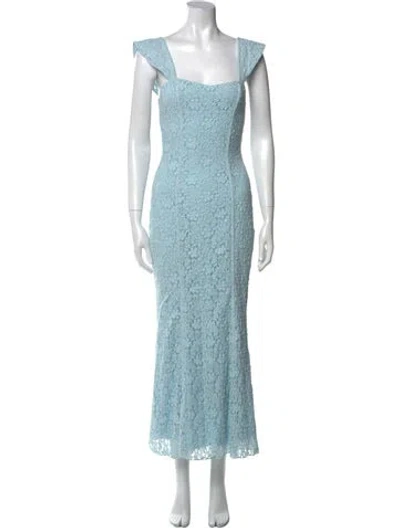 Pre-owned Rotate Birger Christensen Lace Pattern Long Dress In Blue