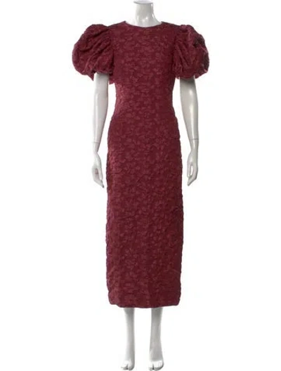 Pre-owned Rotate Birger Christensen Lace Pattern Long Dress In Burgundy
