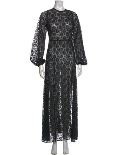 Pre-owned Rotate Birger Christensen Lace Pattern Long Dress W/ Tags In Black