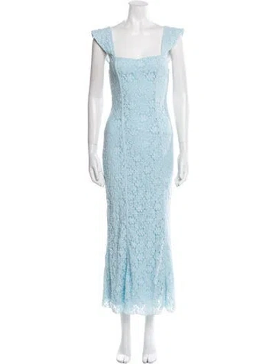 Pre-owned Rotate Birger Christensen Lace Pattern Long Dress W/ Tags In Blue