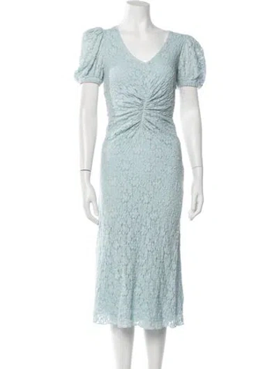 Pre-owned Rotate Birger Christensen Lace Pattern Midi Length Dress In Blue