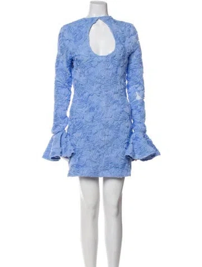 Pre-owned Rotate Birger Christensen Lace Pattern Mini Dress In Blue
