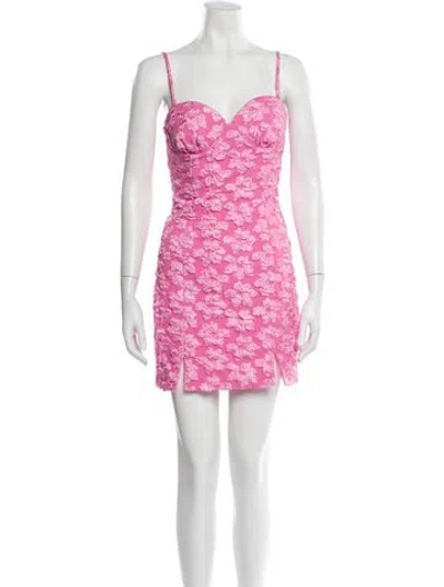 Pre-owned Rotate Birger Christensen Lace Pattern Mini Dress In Pink