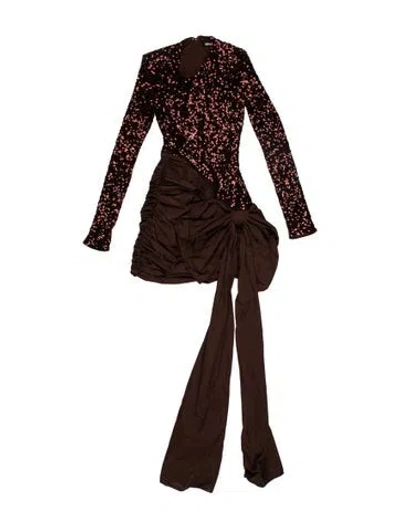 Pre-owned Rotate Birger Christensen Lace Pattern Mini Dress W/ Tags In Brown