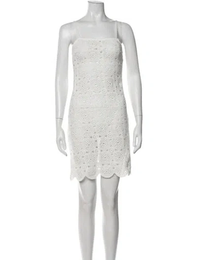 Pre-owned Rotate Birger Christensen Lace Pattern Mini Dress In White