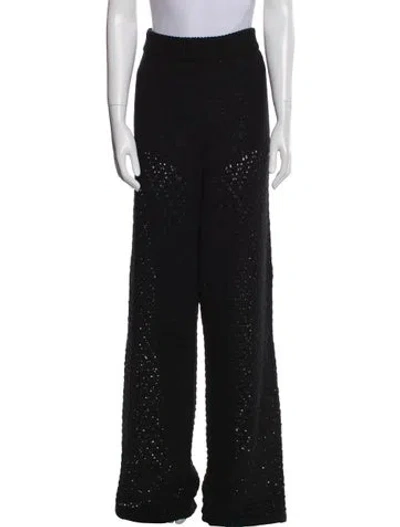 Pre-owned Rotate Birger Christensen Lace Pattern Wide Leg Pants In Black
