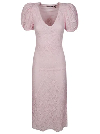 Rotate Birger Christensen Lace Puff Sleeve Dress In Pink