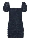 Rotate Birger Christensen Rotate Micro Lace Dress With Balloon Sleeves In Blue
