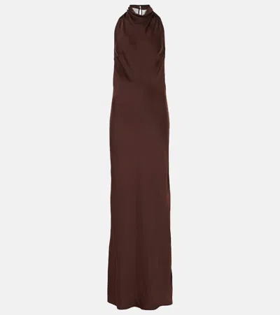 Rotate Birger Christensen Lace-detail Maxi Dress In Brown