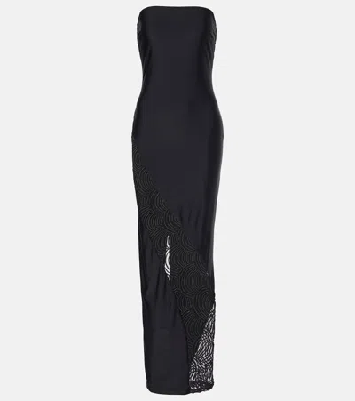 Rotate Birger Christensen Lace-trimmed Maxi Dress In Black