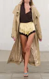 Rotate Birger Christensen Lace-trimmed Silk Shorts In Yellow