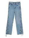 Rotate Birger Christensen Womens Vintage Blue Rotta Laced Denim Jeans In Blue