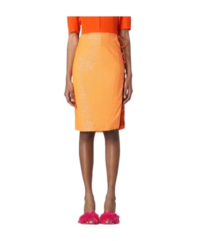 Rotate Birger Christensen Lace-up Skirt In Orange