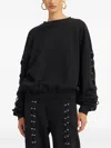 Rotate Birger Christensen Crew Neck Lace-up Detail Sweatshirt In Black