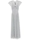 Rotate Birger Christensen Lace V-neck Maxi Dress In Grey