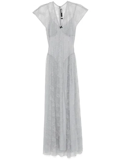 Rotate Birger Christensen Lace V-neck Maxi Dress In Grey