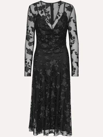 Rotate Birger Christensen Lace V-neck Midi Dress In Black