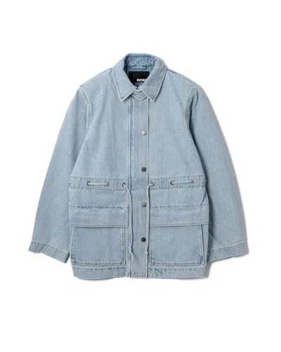 ROTATE BIRGER CHRISTENSEN LACED DENIM JACKET WITH ADJUSTABLE WAIST