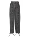 Rotate Birger Christensen Black Organic Cotton Wide Leg Pants With Lace