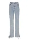 Rotate Birger Christensen Straight Denim Jeans With Side Braided Accents In Blue