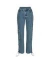 Rotate Birger Christensen Laced Straight Leg Blue Denim Jeans In Blue