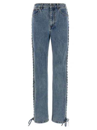 Rotate Birger Christensen Laced Straight Leg Jeans In Blue
