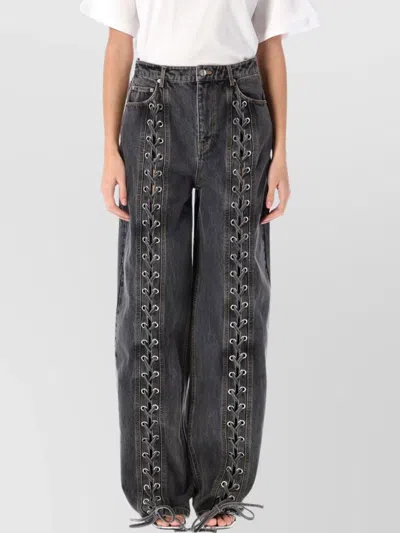 ROTATE BIRGER CHRISTENSEN LACED WIDE-LEG HIGH-RISE TROUSERS