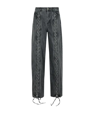 Rotate Birger Christensen Laced-leg Cotton Pants In Multi