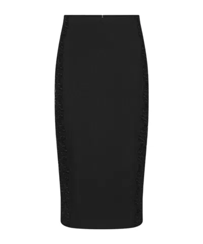Rotate Birger Christensen Lace-inserted Pencil Skirt Black