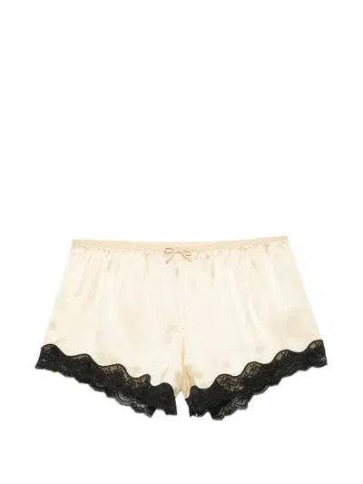 Rotate Birger Christensen Lace-trim Bow-detail Shorts In Gold