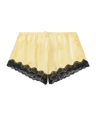Rotate Birger Christensen Lace-trim Bow-detail Shorts In Yellow