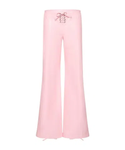 Rotate Birger Christensen Lace-up Flared Casual Pants In Pink