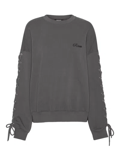 Rotate Birger Christensen Lacing Crew-neck Sweater In Gray