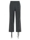 Rotate Birger Christensen Lacing Trousers Elastic Waistband Side Pockets In Gray