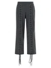 Rotate Birger Christensen Lacing Trousers Elastic Waistband Side Pockets In Gray