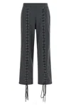 Rotate Birger Christensen Lacing Trousers Elastic Waistband Side Pockets In Gray