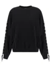 Rotate Birger Christensen Crew Neck Lace-up Detail Sweatshirt In Black