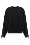 Rotate Birger Christensen Crew Neck Lace-up Detail Sweatshirt In Black