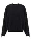 Rotate Birger Christensen Crew Neck Lace-up Detail Sweatshirt In Black