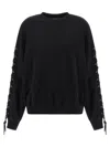 Rotate Birger Christensen Crew Neck Lace-up Detail Sweatshirt In Black