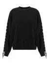 Rotate Birger Christensen Crew Neck Lace-up Detail Sweatshirt In Black