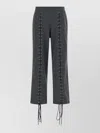 Rotate Birger Christensen Lacing Trousers Elastic Waistband Side Pockets In Gray