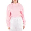 Rotate Birger Christensen Ladies Almond Blossom Rhinestone-studded Logo Cropped Hoodie In Pink